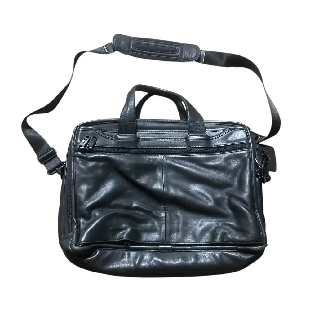 Tumi Alpha II Brief Expandable Organizer Leather Black Business Laptop Travel